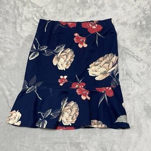 Valleygirl Short Length Flowing Mini Skirt‎ Small Blue Stretch Floral